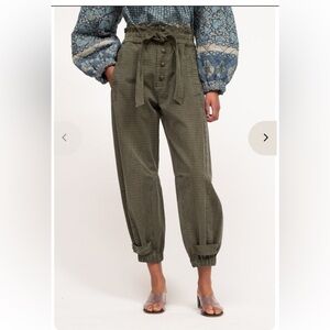 Sea New York Layla green cotton canvas high-waisted pants